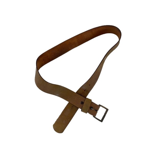 Leather Belt Size 32 Faux Lizard Tan Embossed main image 4